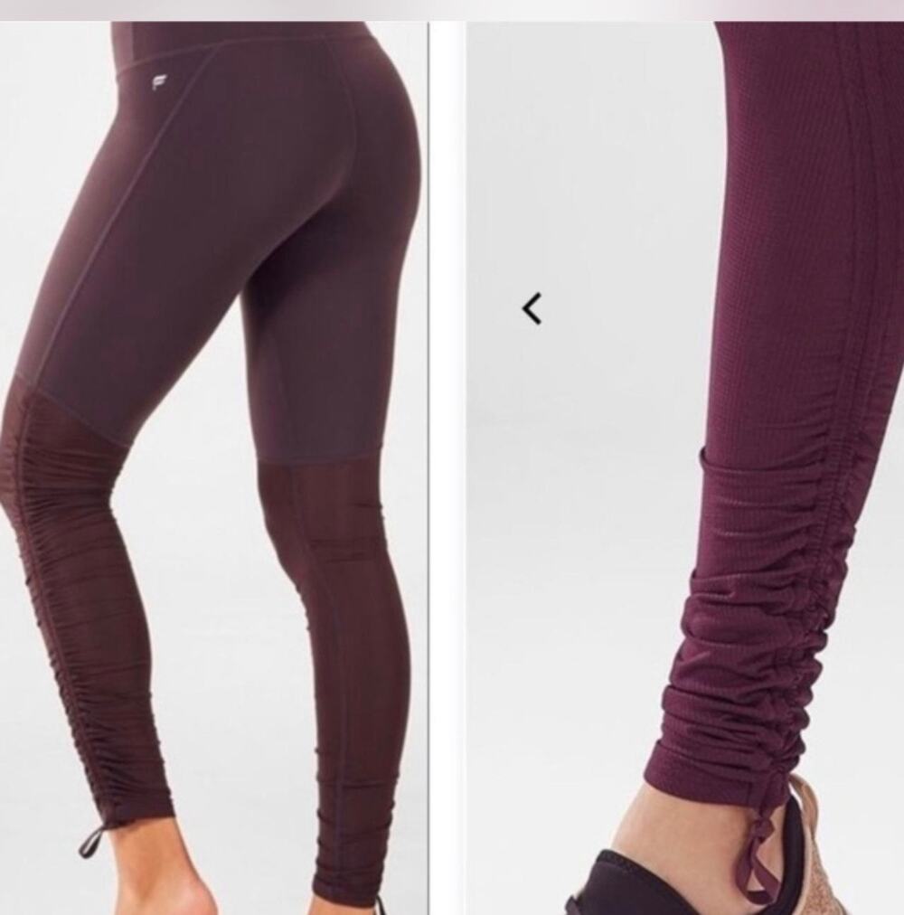 Fabletics Cashel Foldover PureLuxe Leggings Ruched Hem Plum Purple Size S